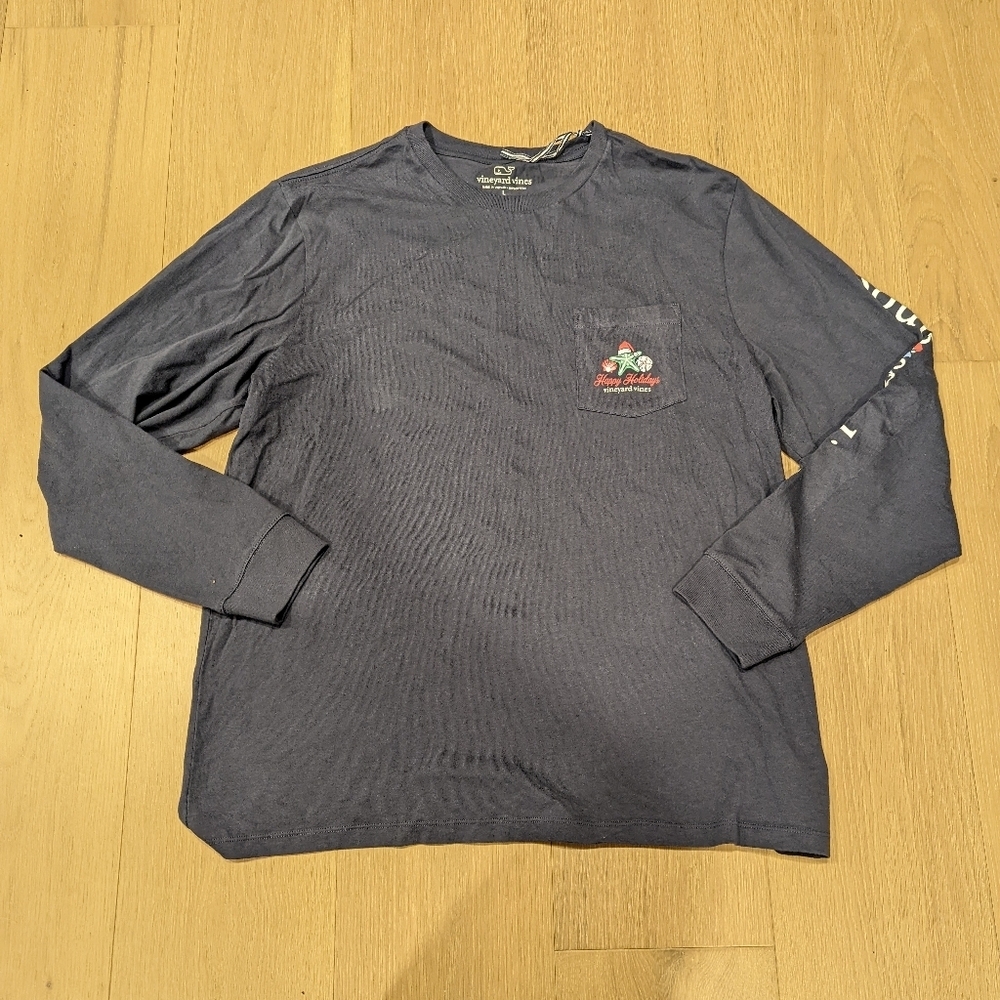 Vineyard Vines South Carolina Christmas Themed Blue Long Sleeve Tee